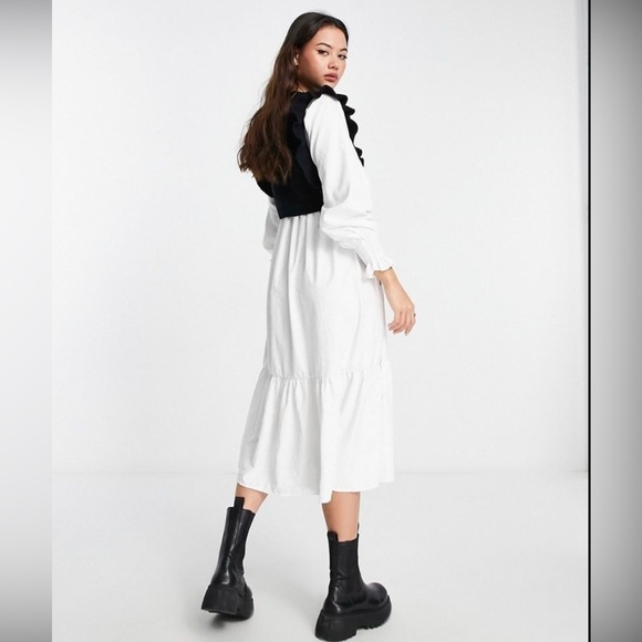 Urban Revivo Woven Midi Dress with Cropped Knit Vest - Picture 2 of 3